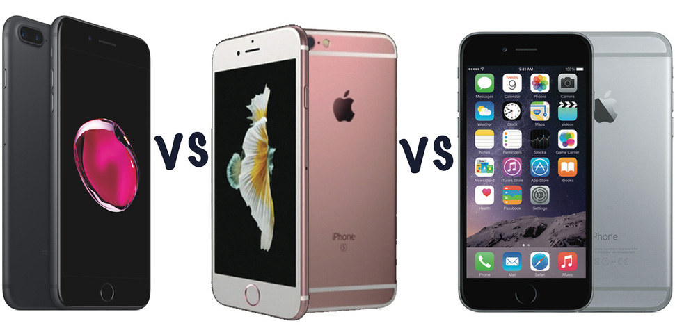  Từ trái qua phải: iPhone 7 Plus, iPhone 6S Plus, iPhone 6 Plus. 