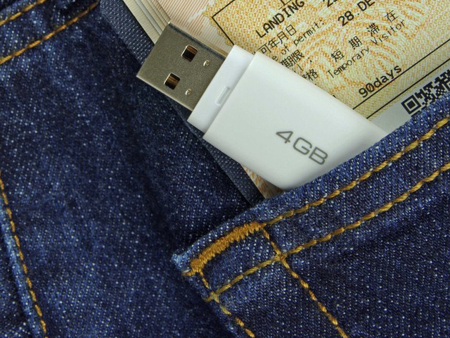 usb memory stick in pocket