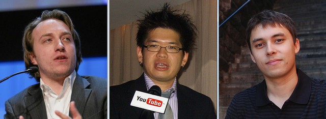 Từ trái qua phải Chad Hurley, Steve Chen, và Jawed Karim.