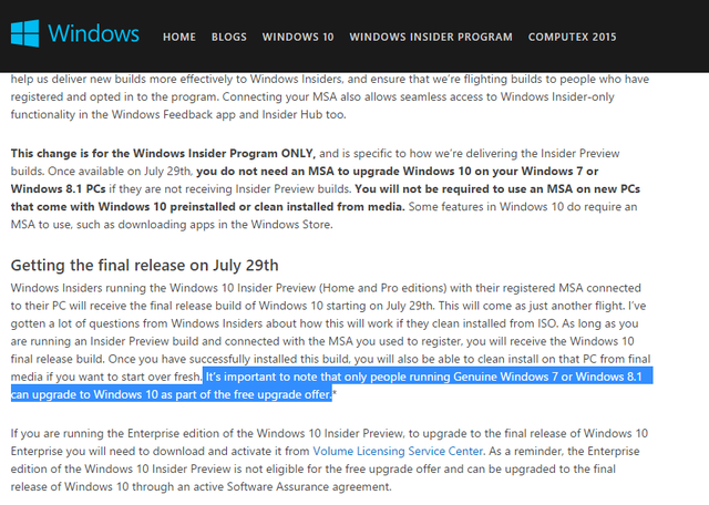 Microsoft bổ sung thêm điều khoản mới cho chương trình dùng thử Windows 10.