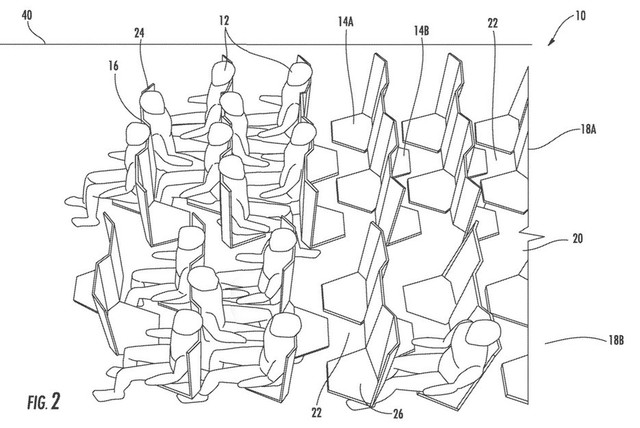  Một bằng sáng chế khác về cách thức sắp xếp chỗ ngồi trên máy bay cũng rất dị. 