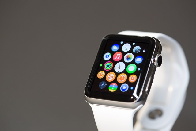 Pressing on the Digital Crown brings you to this constellation of tiny app icons on the watch. 