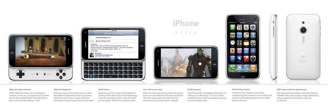 2008: iPhone Elite A sliding panel would allow for this iPhone to have a keyboard or game controls.