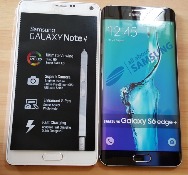 Galaxy S6 edge next to Note 4