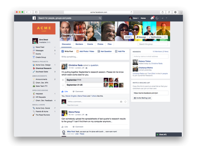  Mạng xã hội doanh nghiệp Facebook for Work. 