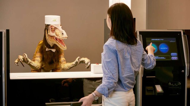 Robots are deployed at the front desk to help guests check-in and out