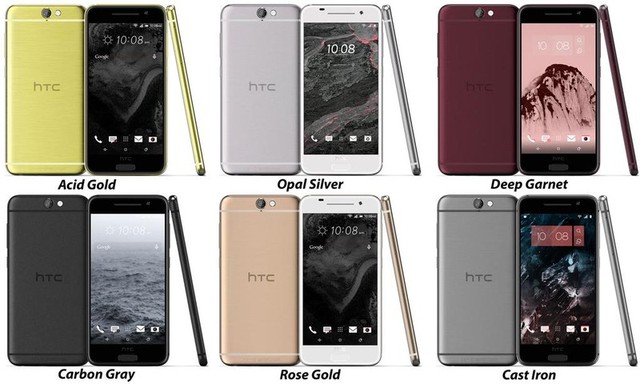 
Các phiên bản màu sắc của mẫu HTC One A9 bao gồm: xám, bạc, đen, vàng gold và màu đỏ
