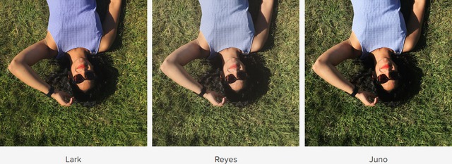 New Instagram filters from left to right Lark, Reyes and Juno