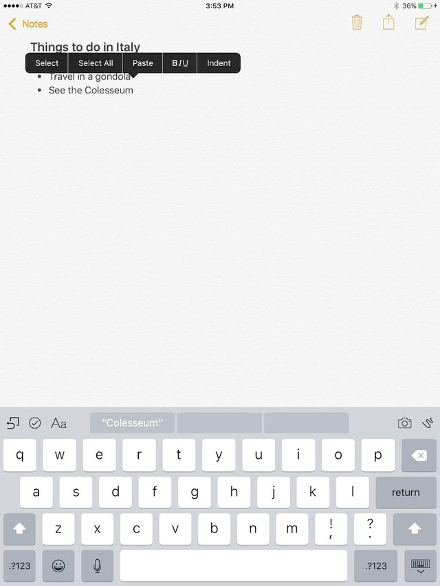 There are more formatting options in the new Notes app. You can format text to look like titles, a bulleted list, and more.