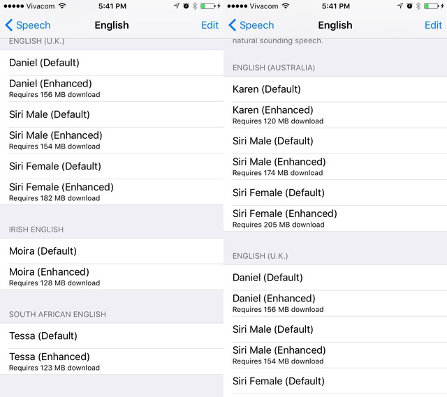  Để thay đổi giọng nói trong iOS 9, bạn có thể sử dụng tùy chọn Settings > General > Accessibility > VoiceOver > SpeechRead. 