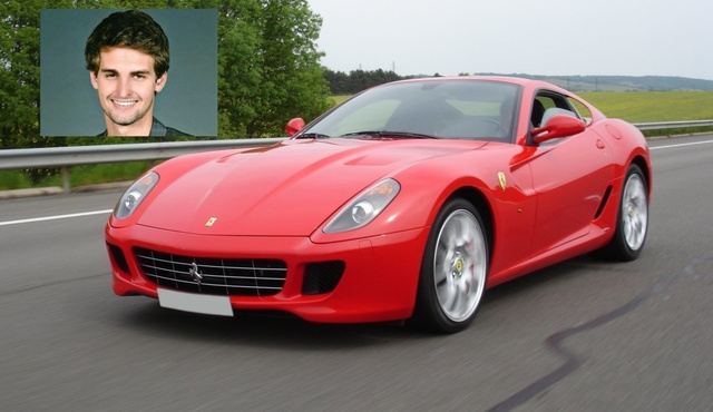 CEO EVan Spiegel của ứng dụng nhắn tin Snapchat đã tậu chiếc Ferrari mới sau khi kết thúc vòng gọi vốn cuối tháng 6 vừa qua. Chiếc xe có giá giao động từ 188.000 cho đến 400.000 USD.