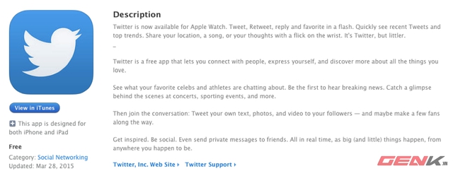 Twitter đã có bản cập nhật cho Apple Watch