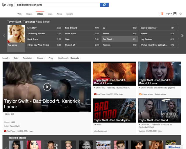 Tính năng tìm kiếm video mới trên Bing