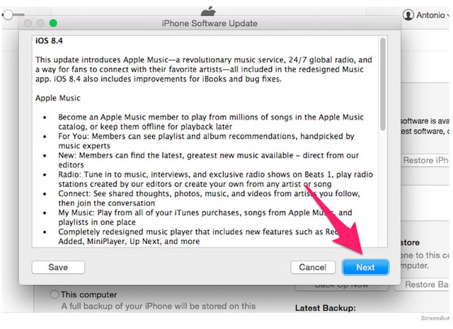 Bước 7. Những tính năng mới cón trong bản cập nhật, ở đây bạn có thể thấy Apple Music,.... Click Next.