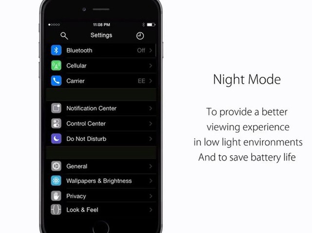 Chế độ ban đêm se cung cấp cho người dùng một màn hình ít sáng phù hợp khi sử dụng trước khi đi ngủ, cũng như chế độ này sẽ tiết kiệm pin cho máy.