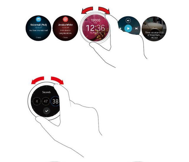 Lộ giao diện hệ điều hành Tizen trên smartwatch mặt tròn Samsung Gear A