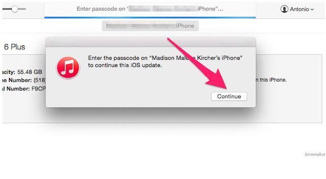 Bước 9. Nếu bạn đặt passcode cho iPhone, hãy mở khóa máy của bạn bằng passcode và click Continue.