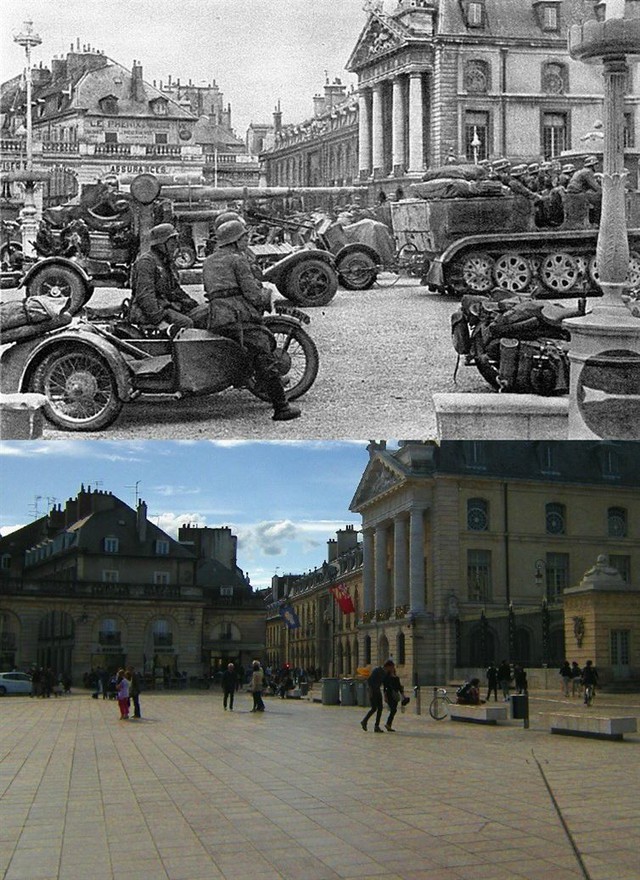 Quân đội phát xít Đức tụ tập trước cung điện (ảnh trên).