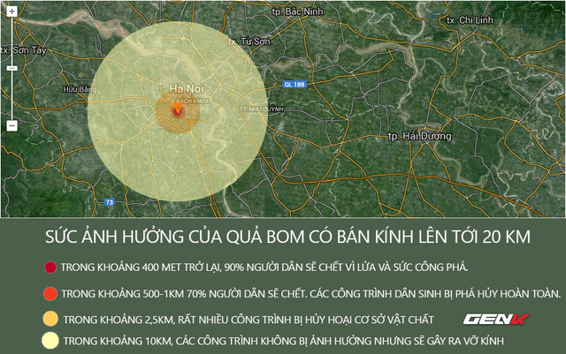 Trang web mô tả sức ảnh hưởng của một quả bom nguyên tử khi rơi xuống thành phố đông dân cư.