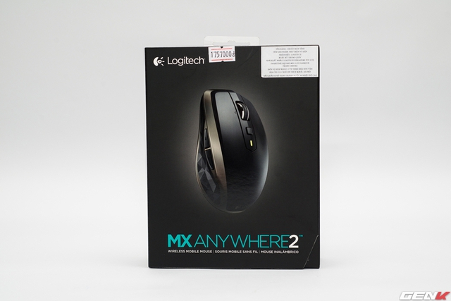  Logitech MX Anywhere2 được đóng hộp đẹp mắt và hiện đại, hình ảnh chuột đươc in nổi bật cùng với tên sản phẩm này 