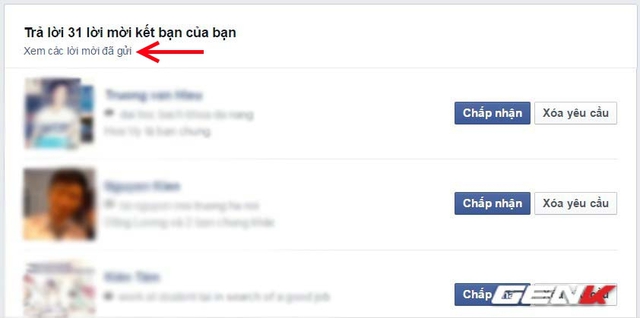 Nhấp vào Xem các lời mời đã gửi Nhấp vào Xem các lời mời đã gửi