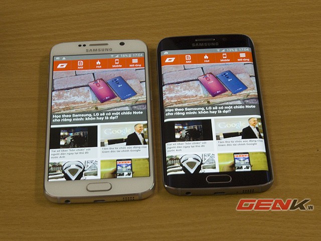 Galaxy S6 m&agrave;u trắng đọ d&aacute;ng b&ecirc;n Galaxy S6 Edge m&agrave;u đen