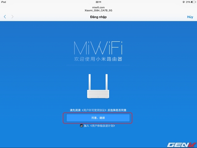  Nhập địa chỉ http://miwifi.com vào trình duyệt để chuyển đến trang cài đặt của Mi Wifi Router 