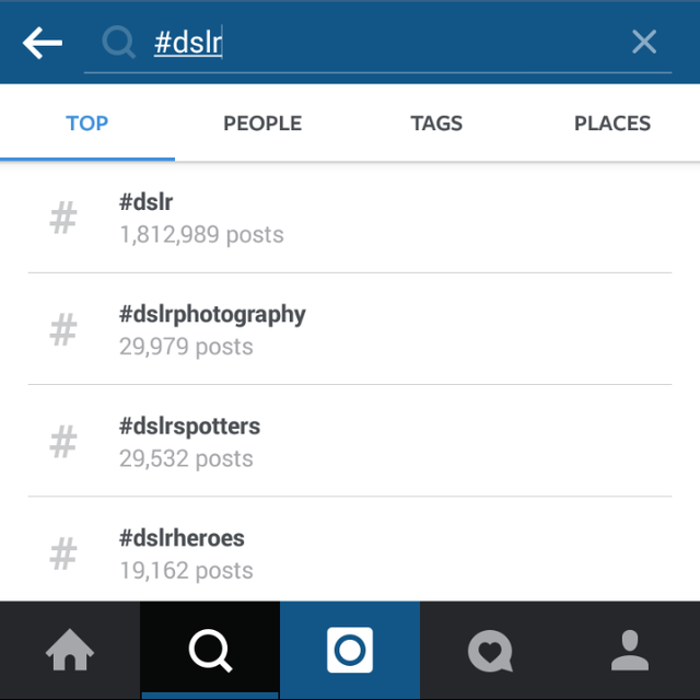  Hashtag cho DSLR chỉ vào khoảng 2 triệu. 