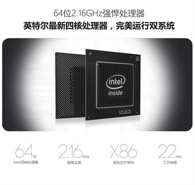 CPU Intel Bay Trail-T Z3736F quad-core 64-bit xung nhịp mỗi nhân đạt 2.16GHz