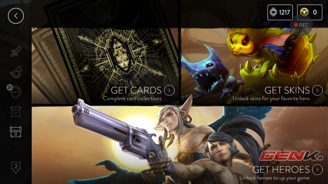 Shop trong game, bạn có thể mua card, mua tướng và mua Skins cho các tướng.