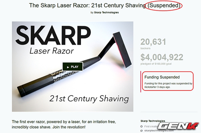  Kickstarter đã đóng cửa dự án mập mờ Skarp 