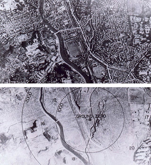 Nagasaki trước và sau vụ nổ bom nguyên tử.