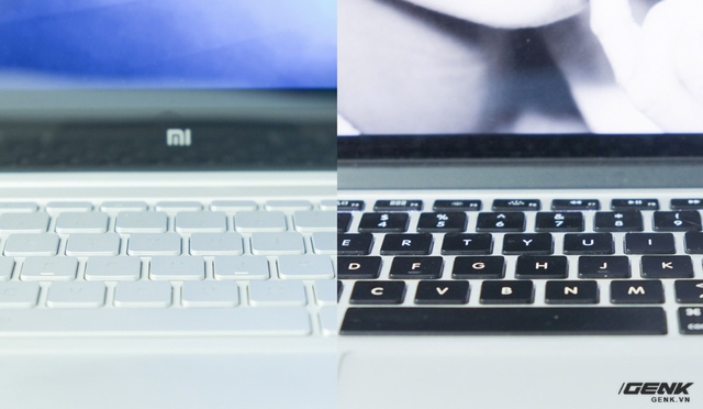  Bàn phím của Mi Notebook Air tuy có hành trình lớn hơn, nhưng cho cảm giác gõ không đã bằng MacBook Pro. Ngoài ra, các ký tự trên phím trên MacBook Pro cũng dễ nhìn hơn rất nhiều. 