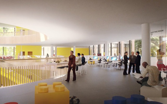  “Chúng tôi muốn xây một thứ mang tính vui vẻ hơn là một môi trường văn phòng làm việc hiện đại”, Julian Wayer, kiến trúc sư của CF Moller cho biết. 