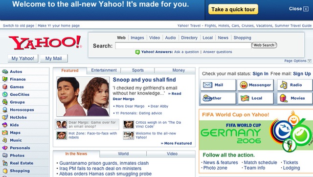 Trang chủ cũ, tài sản lớn nhất của Yahoo.