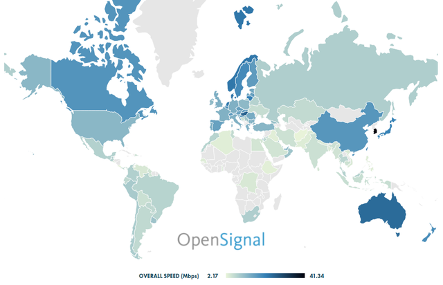  Bản đồ tốc độ mạng thế giới. 