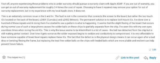 Đây là bài đăng của chuyên gia sửa iPhone Mark Shaffer trên Cộng đồng Hỗ trợ Apple trước khi bị sửa bởi quản lý.