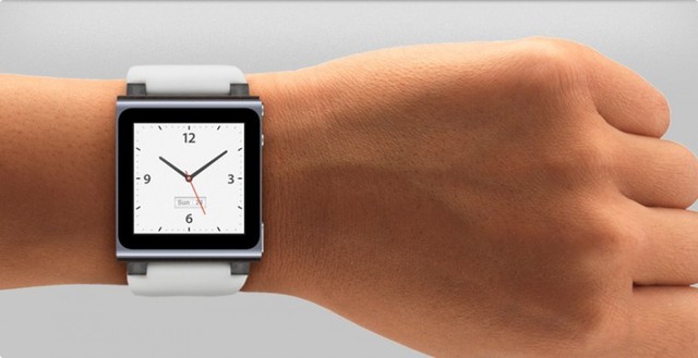  iPod nano 6 đóng vai trò là mặt đồng hồ có thể đeo được.