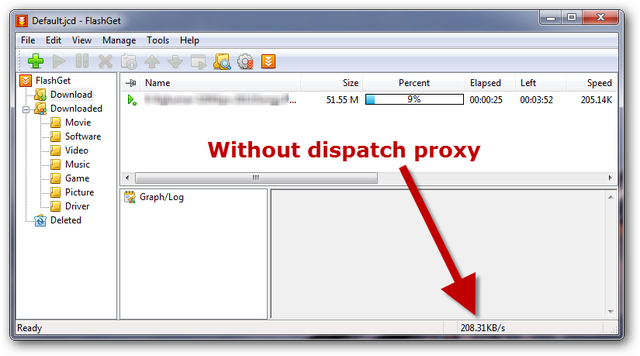 Tốc độ kết nối khi không dùng Dispatch Proxy.