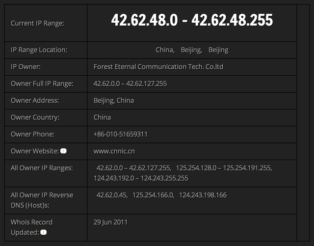 CNNIC là Trung tâm thông tin Internet Trung Quốc, một đơn vị trực thuộc bộ Công Nghiệp Thông Tin nắm giữ chức năng điều phối việc cung cấp, đăng kí tên miền .cn, nghiên cứu, khảo sát Internet tại Trung Quốc phục vụ cho chính phủ. Đây cũng chính là đơn vị rất nhiều lần dính tai tiếng theo dõi người sử dụng, phát tán mã độc, phần mềm gián điệp như vụ phát tán chứng thực số gián điệp năm 2010, vụ phát tán malware CLSOE năm 2011.
