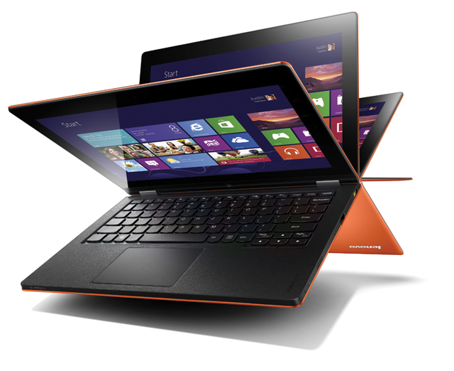 Lenovo Ideapad Yoga với màn hình cảm ứng có thể xoay 360 độ để biến thành một tablet.