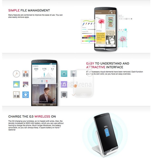 LG G3 sẽ sở hữu trình quản lý tập tin đơn giản, gọn nhẹ, giao diện người dùng dễ hiểu, cuốn hút và khả năng sạc không dây.