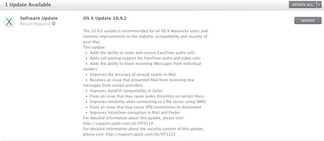 Người dùng Mac nên cập nhật ngay lên phiên bản 10.9.2 để sửa lỗi bảo mật. 