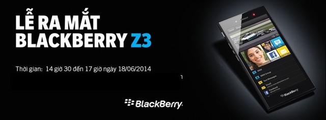 Thư mời tham dự sự kiện ra mắt BlackBerry Z3 tổ chức tại TP.HCM.