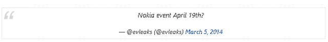 Chia sẻ của @evleaks về sự kiện mới của Nokia.