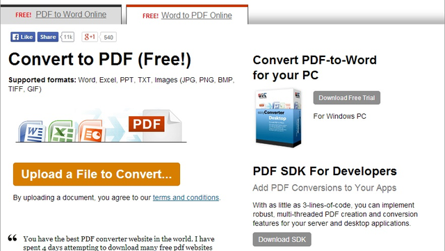 Chuyển đổi qua lại giữa PDF và Word trực tuyến
