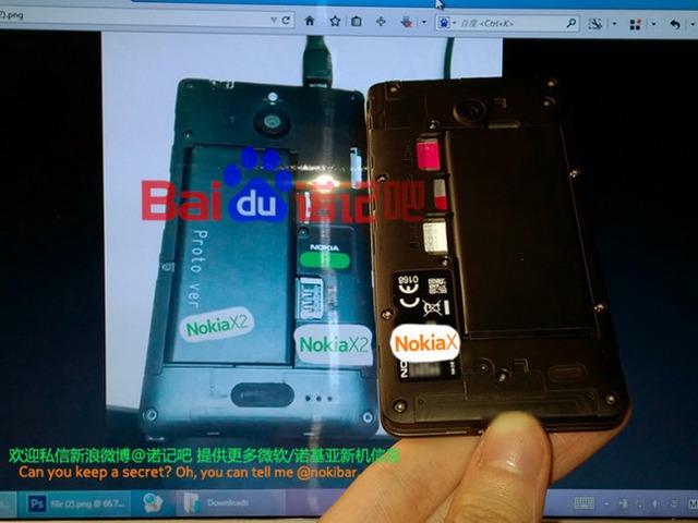 Note the flash above the Nokia X2s rear camera