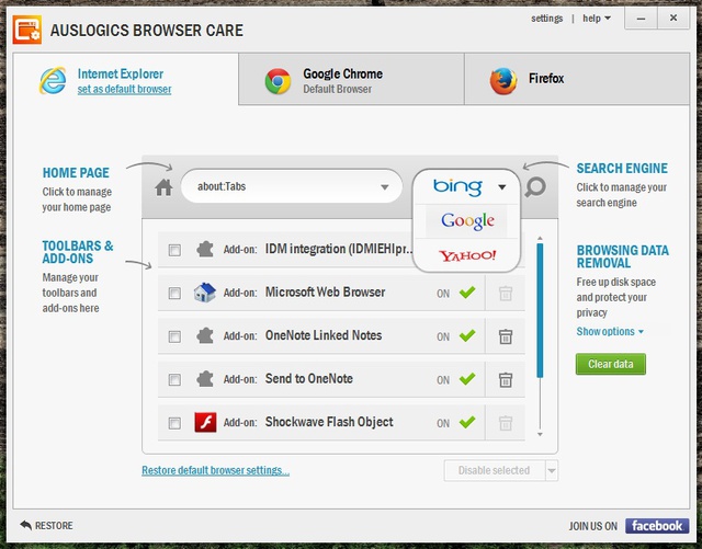 Auslogics Browser Care - Ngăn chặn việc tự cài Toolbar rác vào trình duyệt