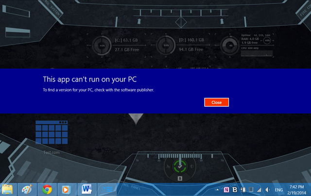 Windows 8.1 thông báo tập tin không tương tích nên không chạy được