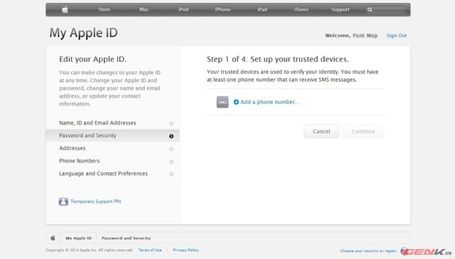 Hướng dẫn bảo mật 2 lớp qua SMS trên Apple ID tại VN